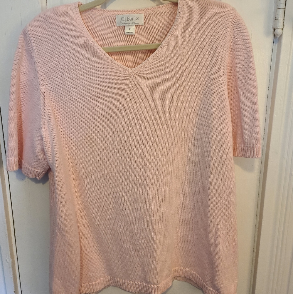 CJ Banks pink short sleeve sweater